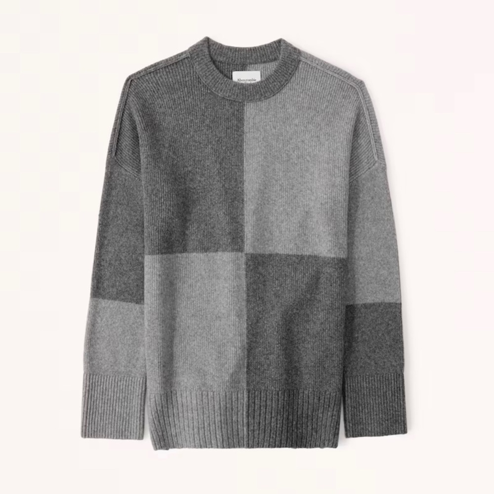 A&F Oversized Fluffy Pattern Crew Sweater Size: XXS
